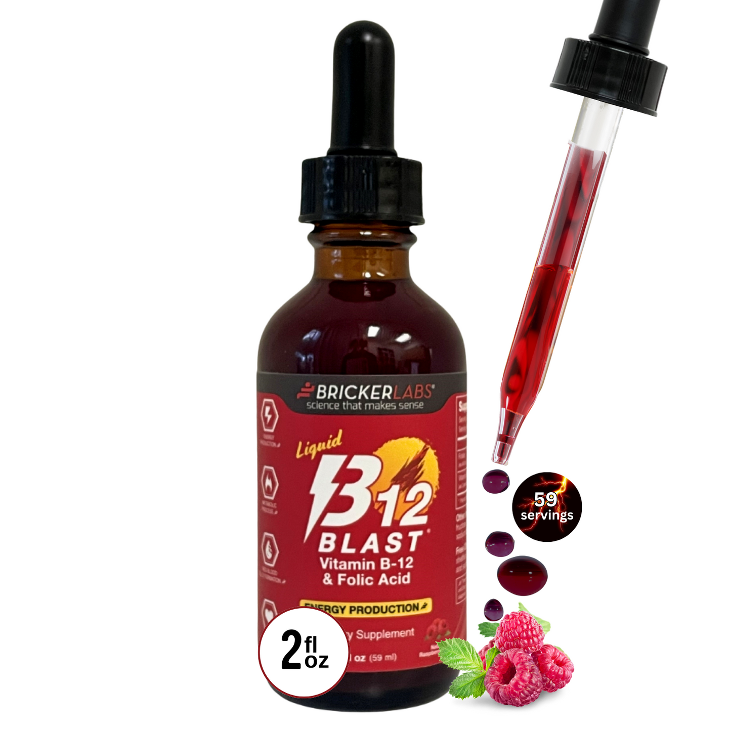 B-12 Blast® Vitamin B12 & Folic Acid - Sublingual Liquid Vitamin B12 - Energy Vitamins