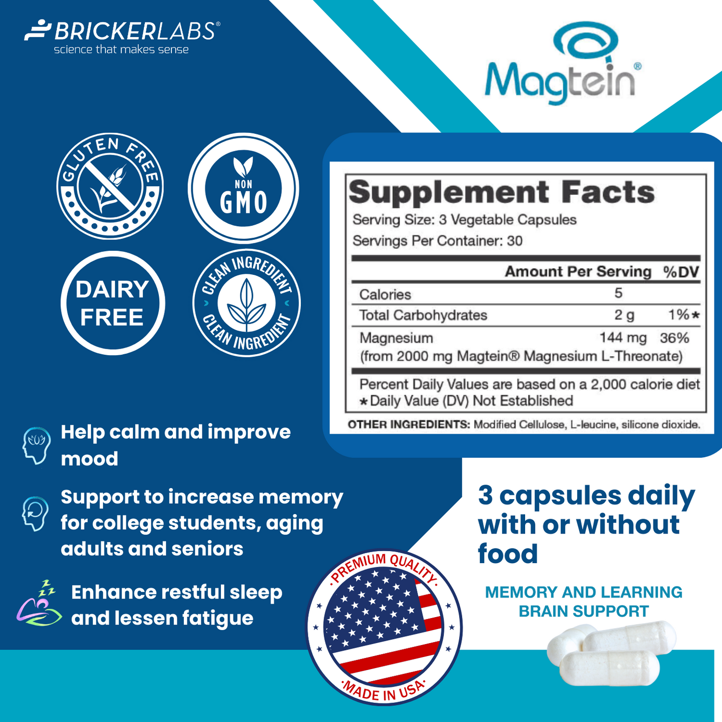 MAGTEIN® │Magnesium L Threonate - Memory and Learning Brain Health Supplement